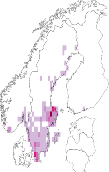 Fyndkarta för ljungvårtbitare. Datakälla: GBIF