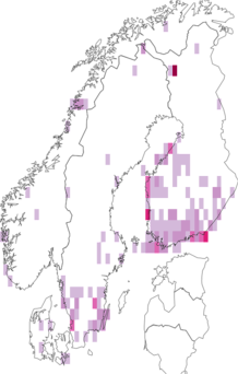 Fyndkarta för blåbärsbladskärare. Datakälla: GBIF
