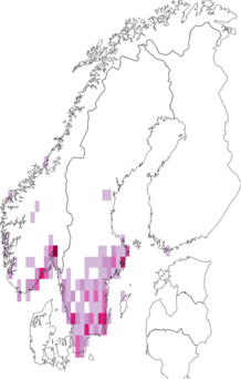 Fyndkarta för lundblåoxe. Datakälla: GBIF