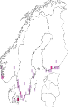 Fyndkarta för blek rosenvecklare. Datakälla: GBIF
