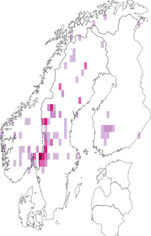 Fyndkarta för nordisk klipptuss. Datakälla: GBIF