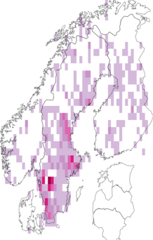 Fyndkarta för nordgräsmossor. Datakälla: GBIF