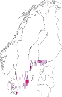 Fyndkarta för Tischerioidea. Datakälla: GBIF